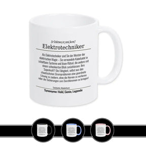 Tasse für Elektrotechniker Weiß Geschenkidee Weihnachten