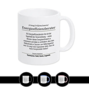 Tasse für Energieeffizienzberater Weiß Geschenkidee Weihnachten