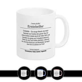 Tasse für Erntehelfer Weiß Geschenkidee Weihnachten