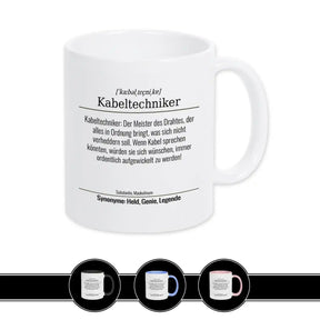 Tasse für Kabeltechniker Weiß Geschenkidee Weihnachten