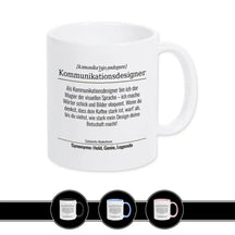 Tasse für Kommunikationsdesigner Weiß Geschenkidee Weihnachten