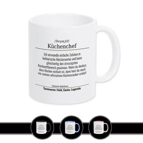 Tasse für Küchenchef Weiß Geschenkidee Weihnachten