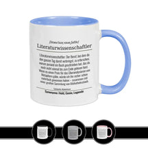 Tasse für Literaturwissenschaftler Hellblau Geschenkidee Weihnachten