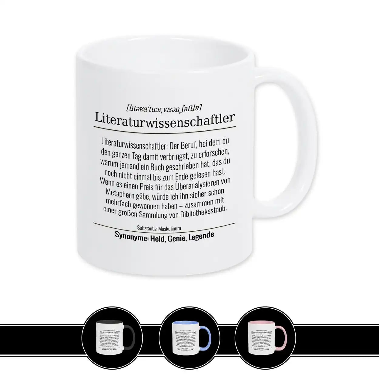 Tasse für Literaturwissenschaftler Weiß Geschenkidee Weihnachten