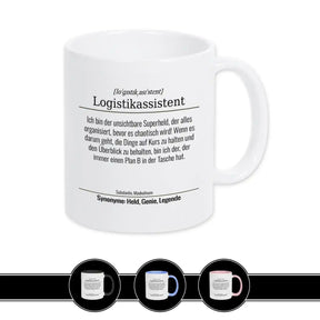 Tasse für Logistikassistent Weiß Geschenkidee Weihnachten