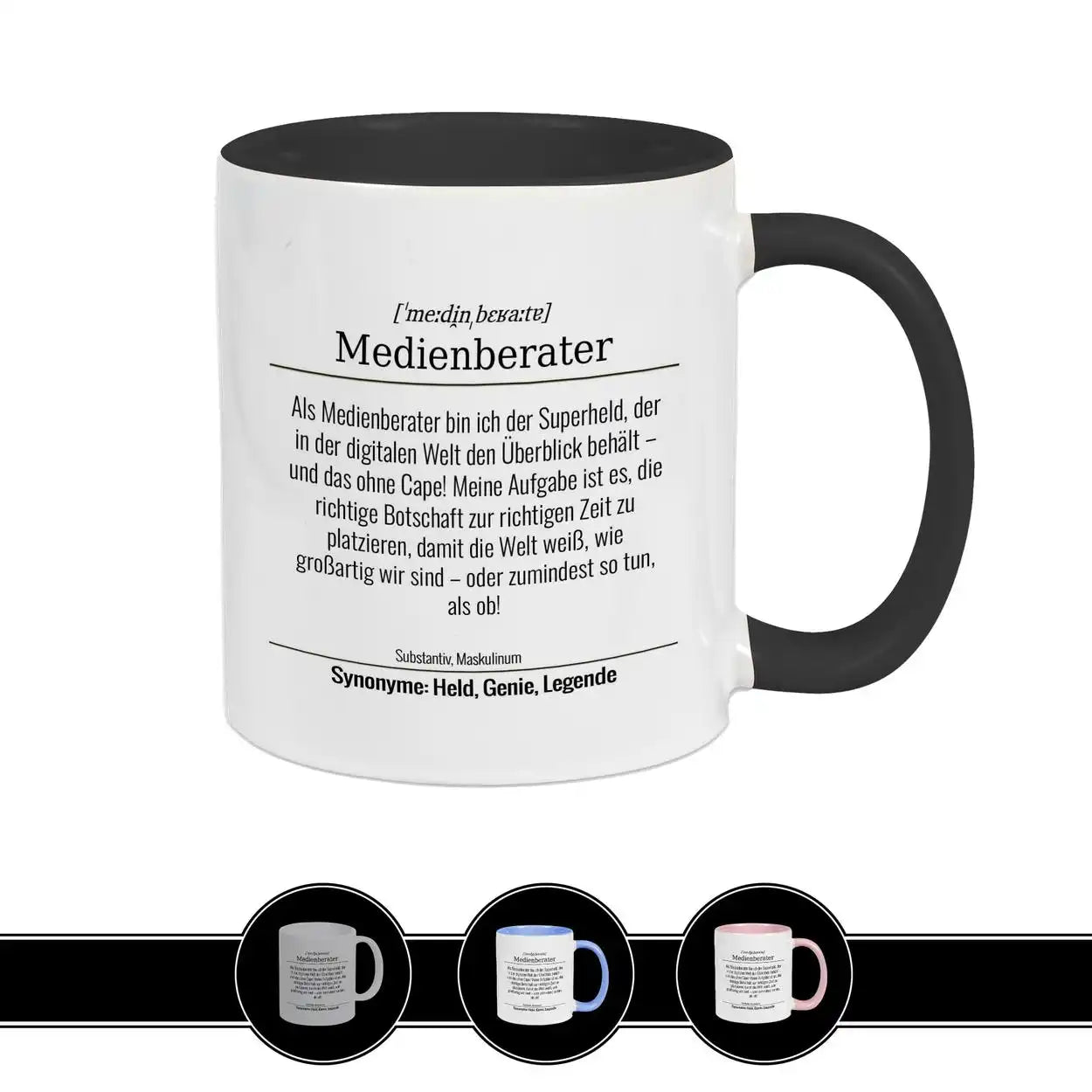 Tasse für Medienberater Schwarz Geschenkidee Weihnachten