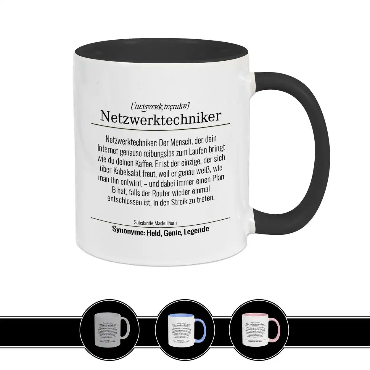 Tasse für Netzwerktechniker Schwarz Geschenkidee Weihnachten