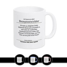 Tasse für Rezeptentwickler Weiß Geschenkidee Weihnachten