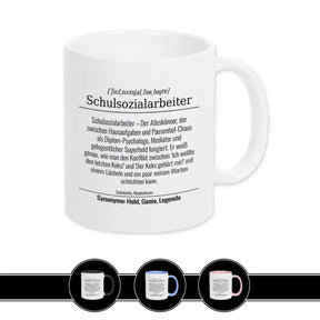 Tasse für Schulsozialarbeiter Berufstassen Druckerino Weiß  