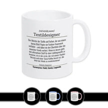 Tasse für Textildesigner Weiß Geschenkidee Weihnachten