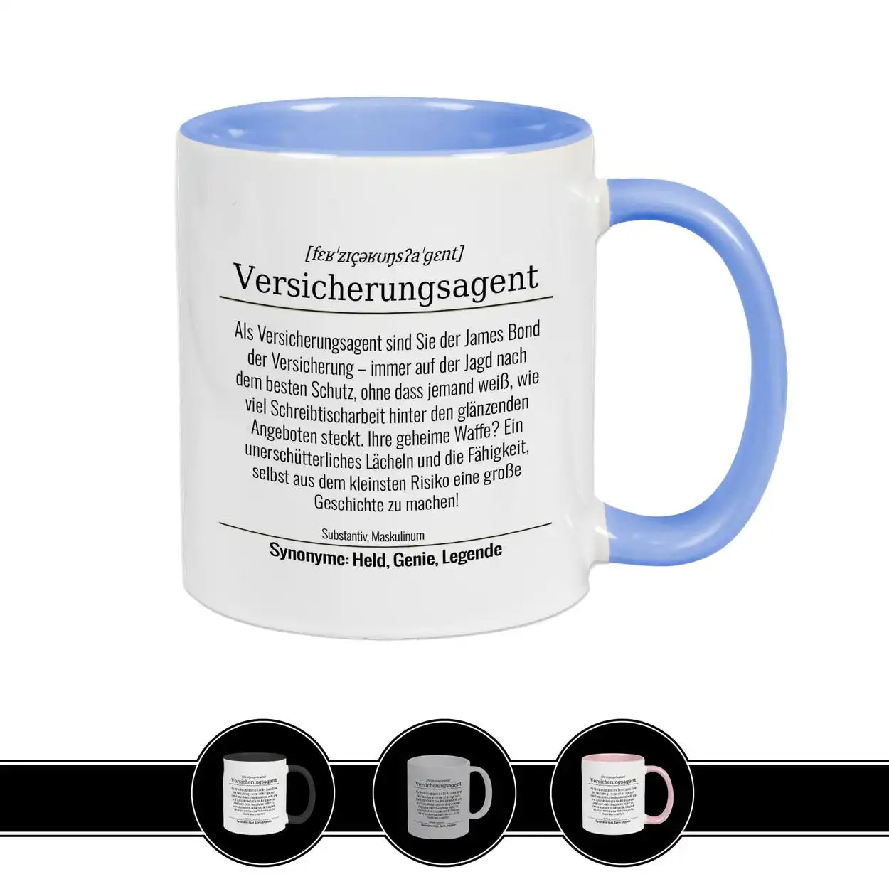 Tasse für Versicherungsagent Hellblau Geschenkidee Weihnachten