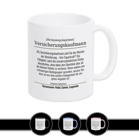 Tasse für Versicherungskaufmann Weiß Geschenkidee Weihnachten