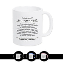 Tasse für Vertragsmanager Weiß Geschenkidee Weihnachten