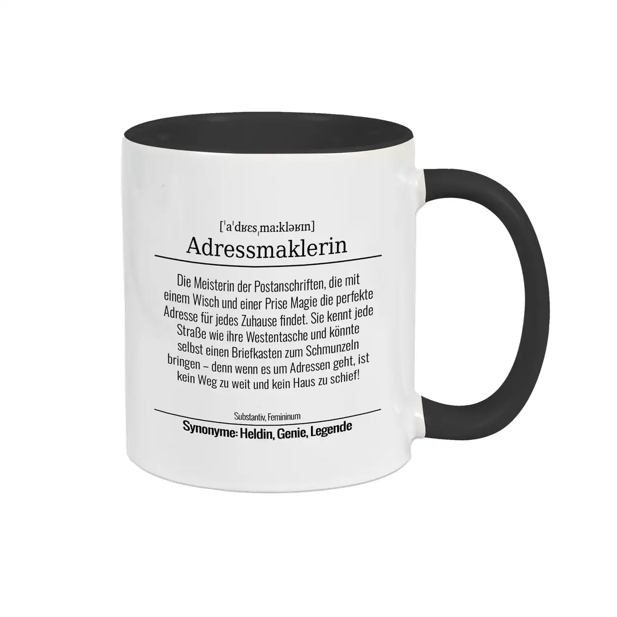 Tasse für Adressmaklerin Schwarz Geschenkideen