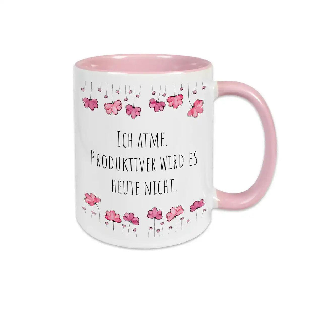 Tassen mit Spruch "Ich atme. Produktiver wird es heute nicht" - Druckerino
