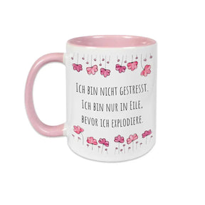 Tassen mit Sprüchen "Ich bin nicht gestresst. Ich bin nur in Eile, bevor ich explodiere" - Druckerino