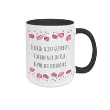 Tassen mit Sprüchen "Ich bin nicht gestresst. Ich bin nur in Eile, bevor ich explodiere" - Druckerino