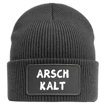 Beanie Mütze Arschkalt Arsch Kalt in grau Wollmütze als Geschenkidee in grau