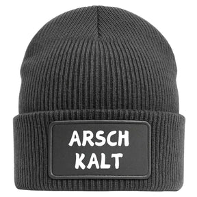 Beanie Mütze Arschkalt Arsch Kalt in grau Wollmütze als Geschenkidee in grau