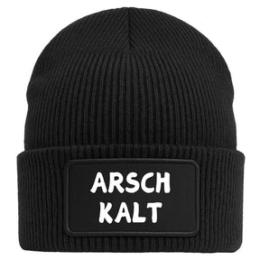 Beanie Mütze Arschkalt Arsch Kalt in grau Wollmütze als Geschenkidee in schwarz