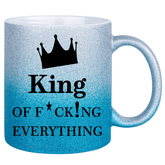 Glitzertasse - King of f... everything - blue - Druckerino