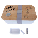 Lunchbox Endlich Schulkind - Druckerino, Brotdose Kind mit Fächern, Weihnachtsgeschenk, Geburtstagsgeschenk