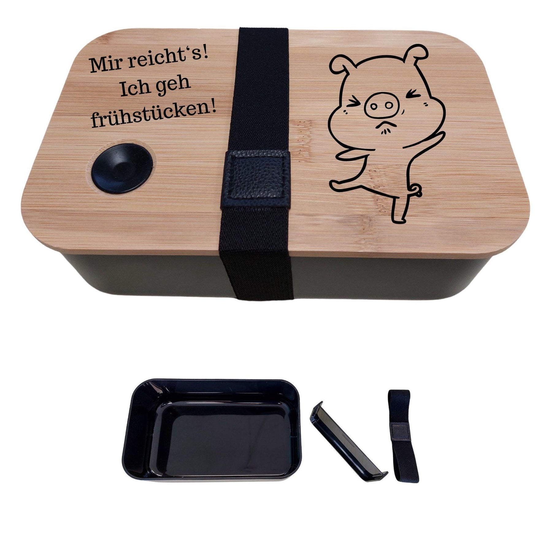 Brotdose Schweinchen Lunchbox Druckerino Schwarz  